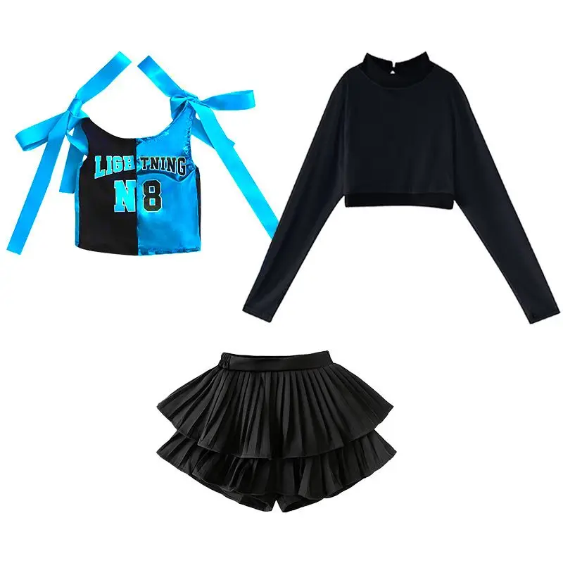 Cheerleading Group Kpop Outfits Girls Jazz Dance Costumes Kids Cool Hip Hop Clothing Children'S Street Dancewear