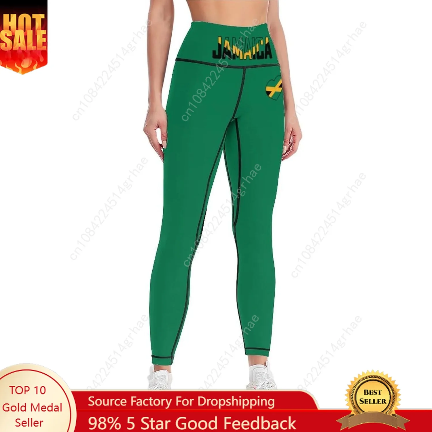 

Jamaica Flag Yoga Pants Womens High Waisted Leggings Tummy Control Workout Leggings Premium Soft Casual Sweatpants