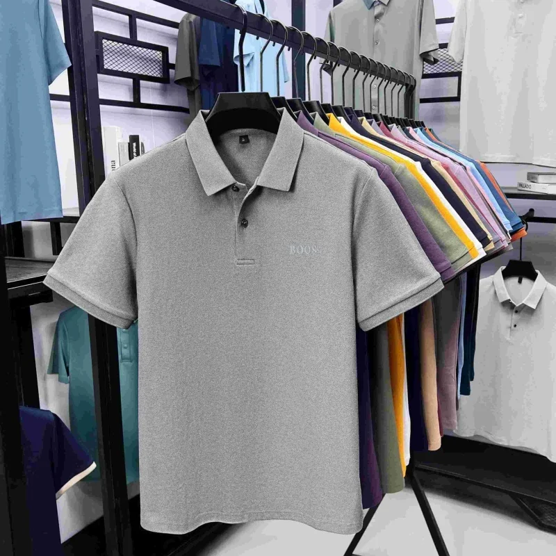 100% Baumwolle Hochwertige Herren Kurzarm-Poloshirts mit Kragen und Knöpfen Buchstabendruck Mehrere Farboptionen Meistverkaufte Herrenbekleidung – Detail 11