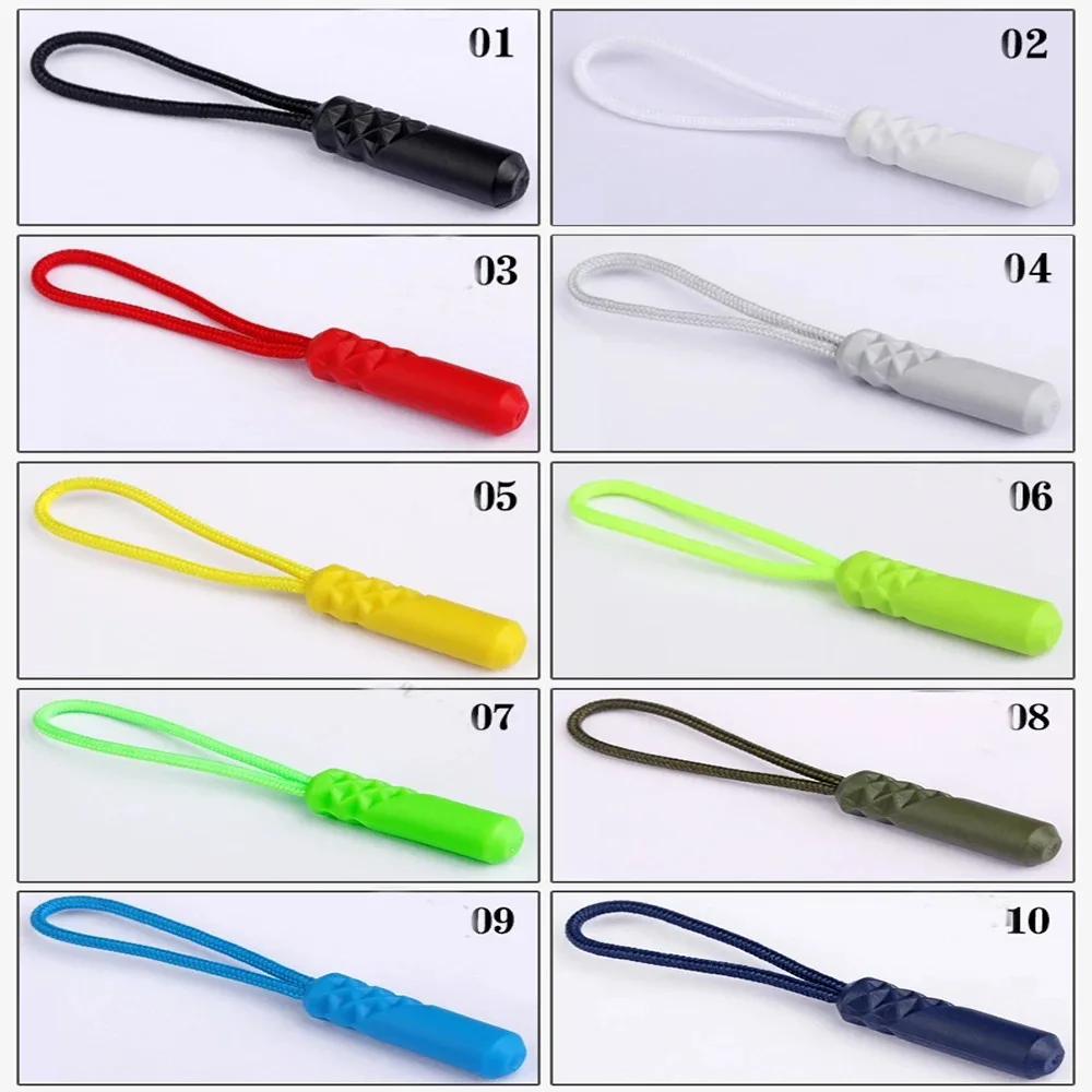 10 Color Zippers Pull Puller End Fit Rope Tag Replacement Clip Broken Buckle Fixer Suitcase Tent Backpack Zipper Cord
