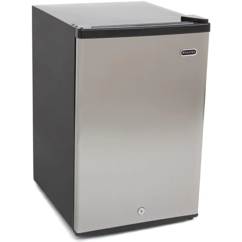 Whynter CUF-210SS Mini, 2.1 Cubic Foot Energy Star Rated Small Upright Freezer with Lock, Stainless Steel, Black