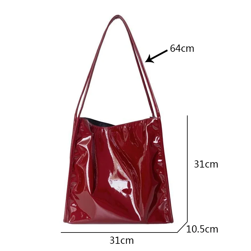 Fashion Patent Leather Women Shoulder Bags Vintage Female Casual Tote Handbags Large Capacity Ladies Shopping Bag