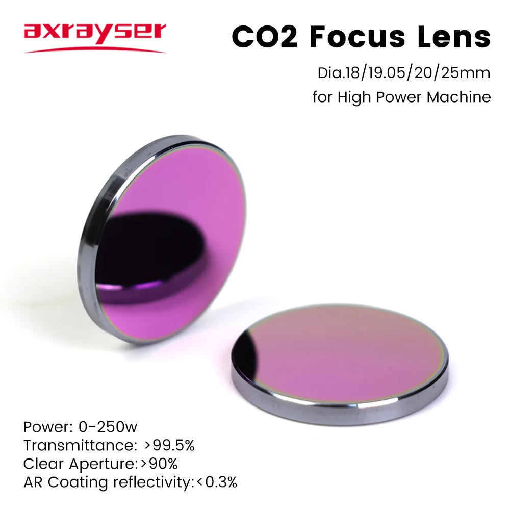 Axrayser Lente de Alta Potência para Co2 Laser Máquina de Corte Focus Lens Cvd Pvd Pro Diâmetro 18 1905 20 mm Fl38.1 508 635 mm