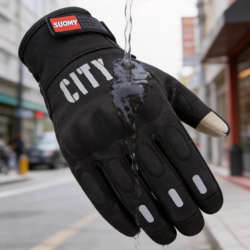 

SUOMY Winter Motorcycle Gloves Water-Resistant Thin Fleece Warm Touch Screen Motocross Windproof Protective Gear Size XXL