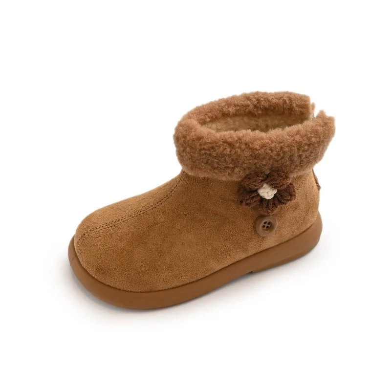 لطيف الفتيات الأميرة الأحذية مع الزهور الحلوة الاطفال أحذية بوت قصيرة الجلد المدبوغ الدافئة 2025 الشتاء الأطفال الأحذية الجلدية لينة وحيد أنيقة #6