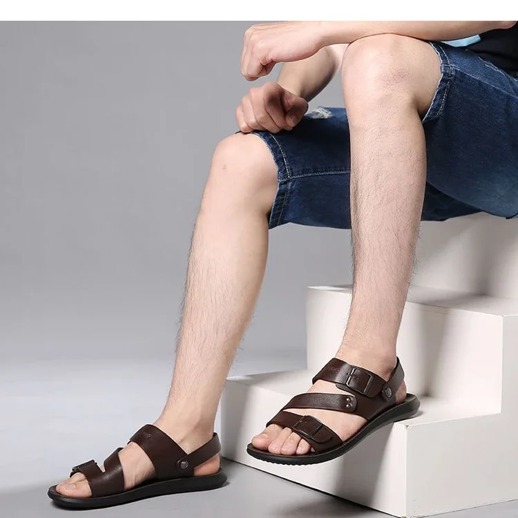Bequeme Herren-Sandalen mit weicher Sohle, rutschfest, verschleißfest, verstellbare Schnalle, atmungsaktiv, lässige Slip-On-Schuhe-HX2024 – Detail 5