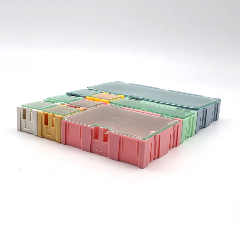 9pcs/set SMD SMT IC Component Storage Box Container Transparent Parts Patch Box Resistor Chip Case Multi-purpose Organizer