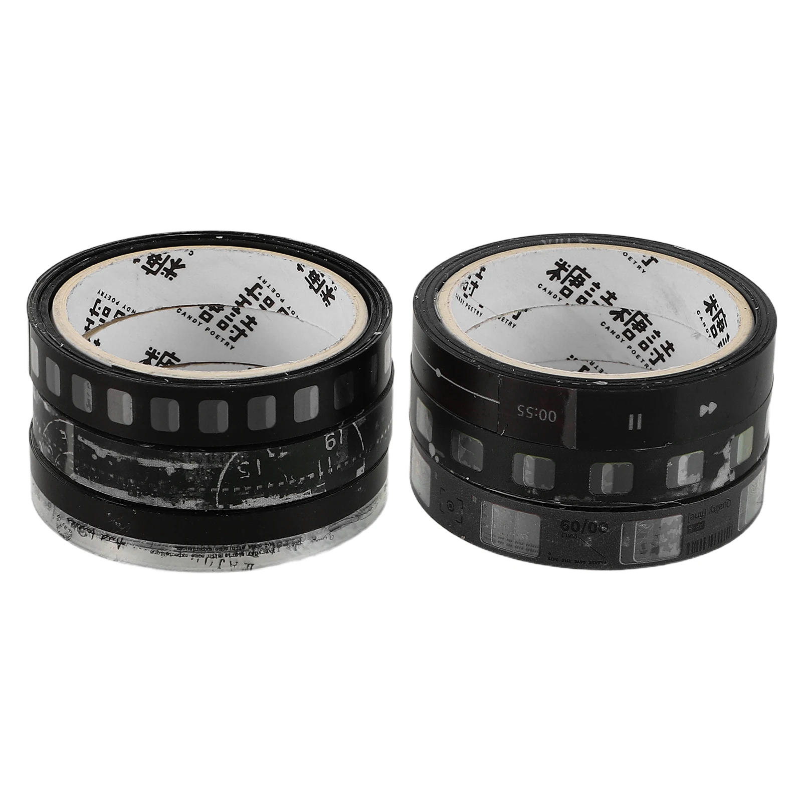 

6 Rolls Retro PET Tape Scrapbook Accessories Stickers Journaling Scrapbooking Decorative for Crafts Black Washi