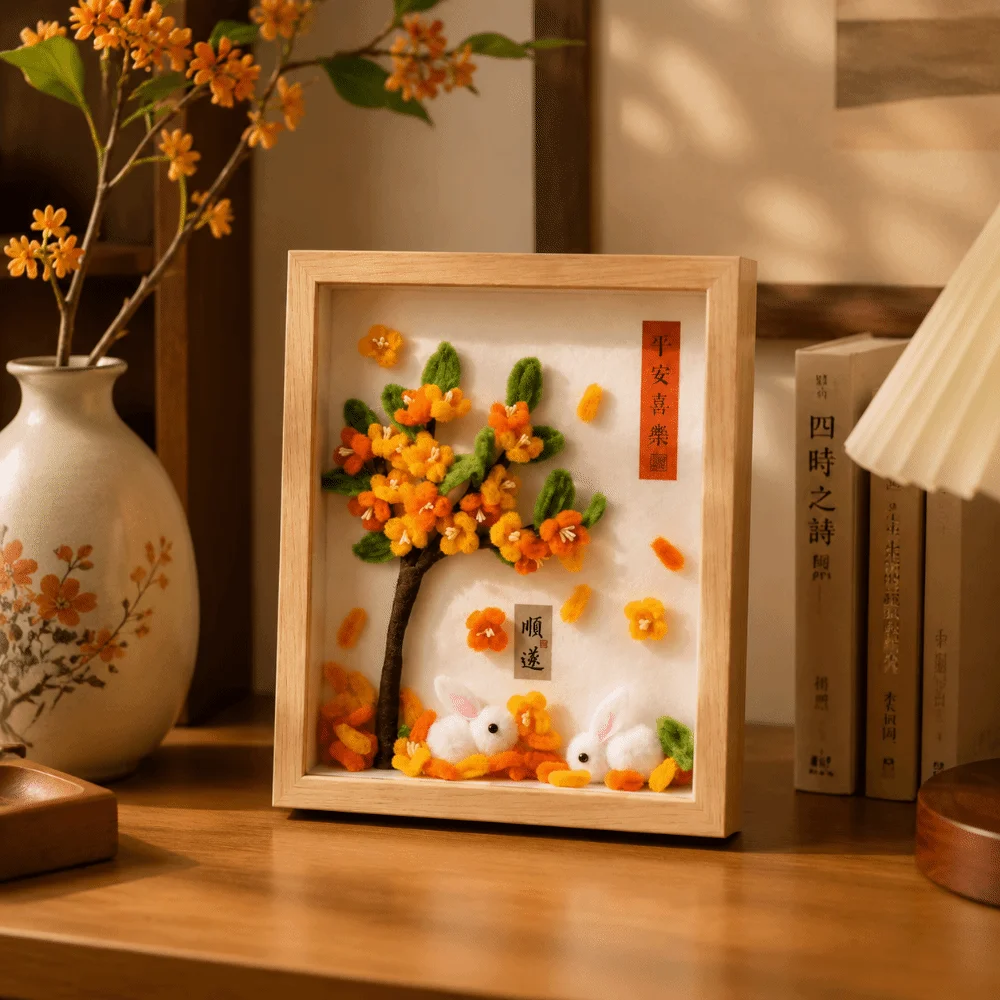 DIY Mid-Autumn Festival Gift Osmanthus Tree Rabbit Flower Handmade Gifts Decorative Painting Material Kit Handmade Photo Album