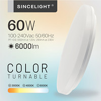 LED Bathroom Ceiling Light 60W, 3CCT, 6000lm, Indoor Round Ceiling Lighting ∅40cm Urtra-Thin Ceiling Lamp IP40 For Home Bedroom