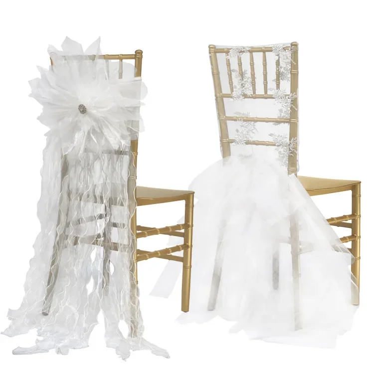 Export quality yarn decoration chair cover, bamboo knot chair back decoration, hotel banquet restaurant, wedding event,