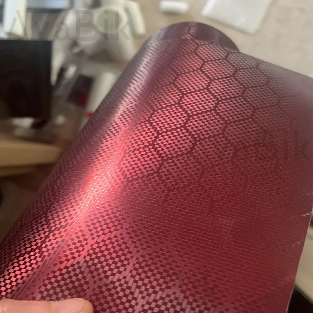 20/60cm x152cm Hex Carbon Red Car Interior Sticker PET Honeycomb Black Carbon Vinyl Auto Wrap Film 3D Effect With Air Release