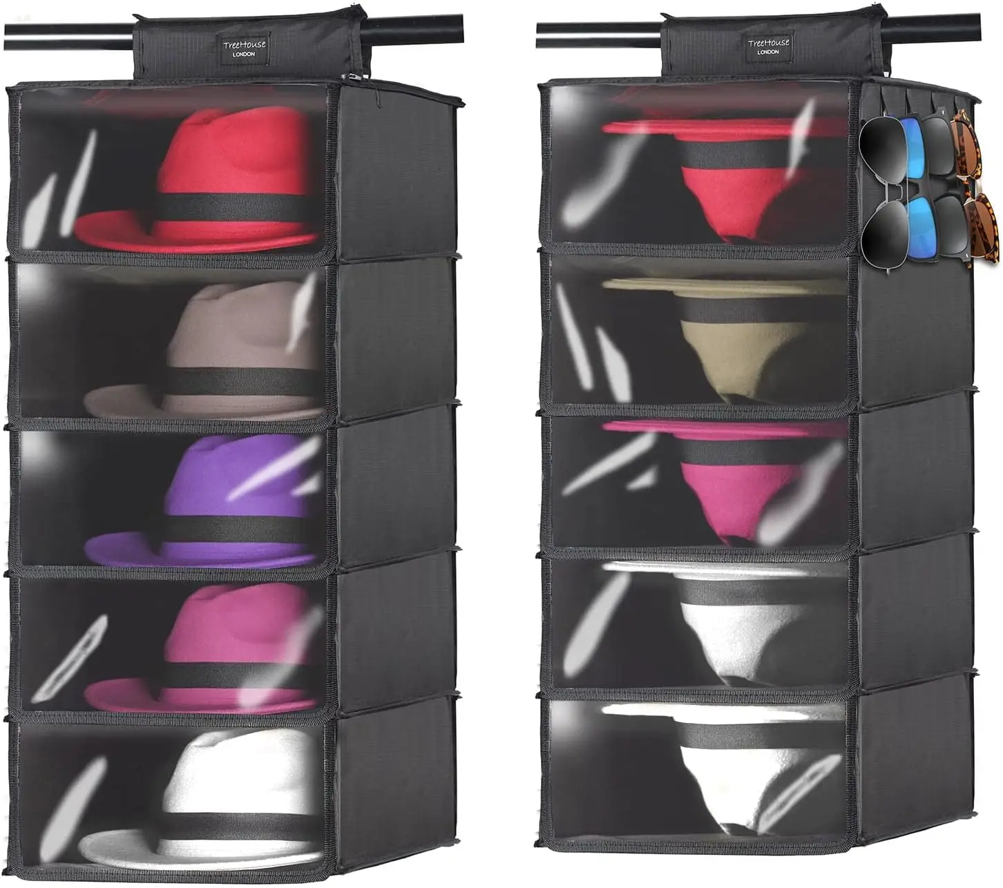 

XL Fedora Hat Rack with Dust Cover - Hanging Cap Organizer for Men & Women - Pack of 2