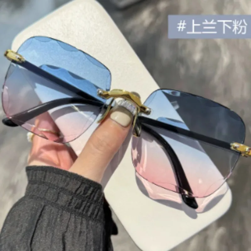 Frameless Cut Edge Sunglasses New Summer Sun Visors Women's Transparent Multi-color Lenses UV400 Design Sun Protection Retro