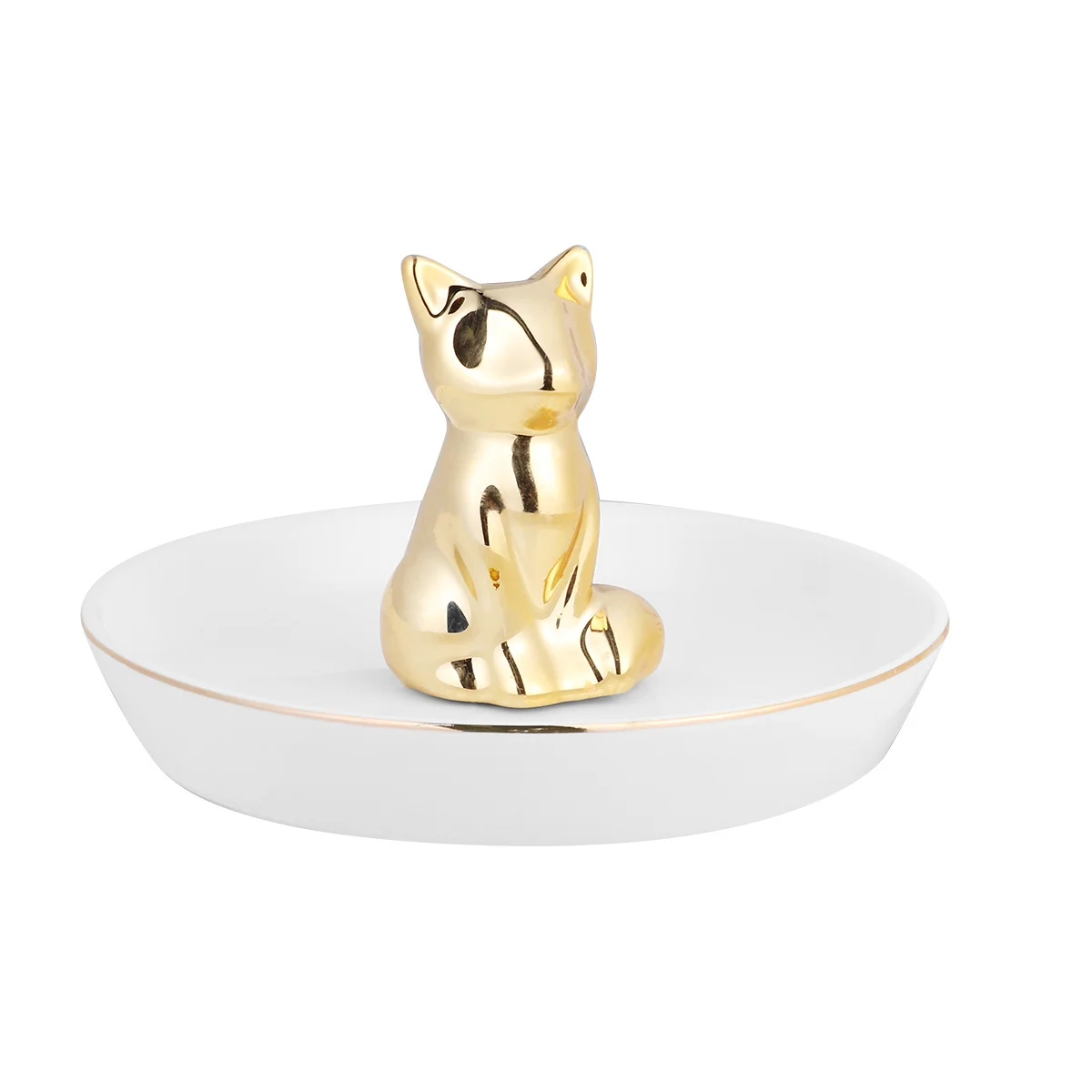 2 Pcs Ring Ceramic Jewelry Dish Wedding Holder Tray for Jewellery White Organizer