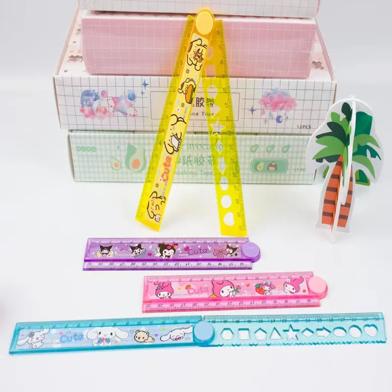 4 Kawaii Sanrio Melody Rulers Cute Cinnamon Folding Rulers 30cm Drawing Tools Stationery Gifts School Supplies