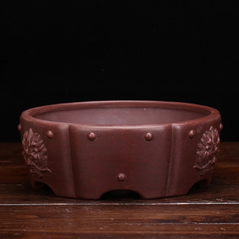 Exquisite Purple Sand Rivet Beast Head Breathable Bonsai Succulent Pot Household Flower Pots for Indoor Plants Home Decoration