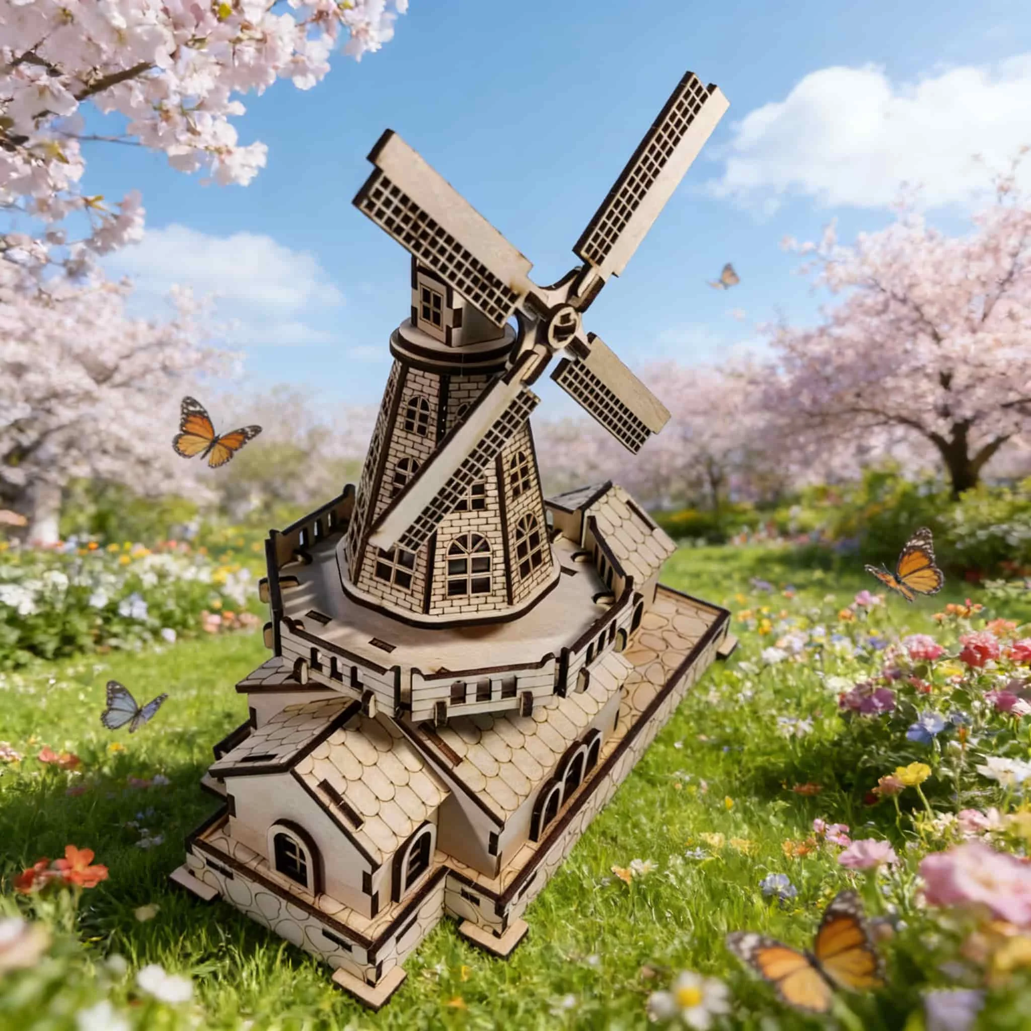 

Windmill 3D Wooden Puzzle Model Kit DIY Creative Gift Home Decor Household Item Unique Gift