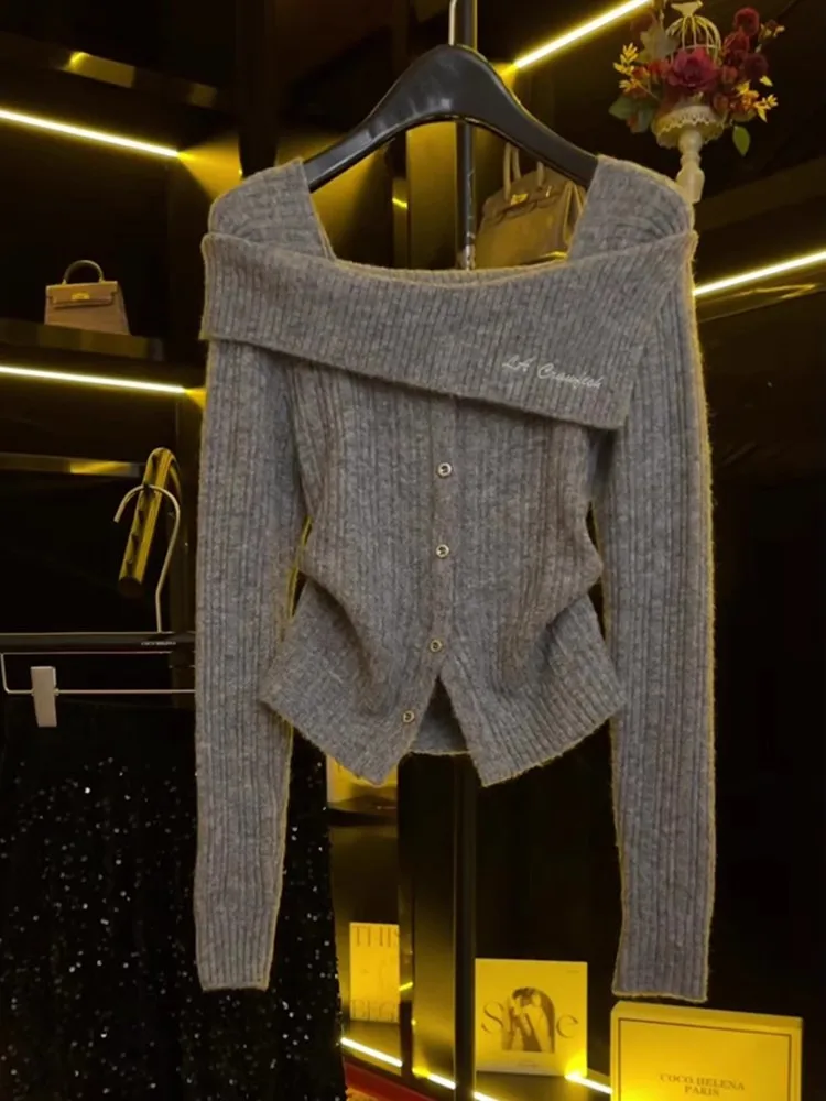 

Slim Fit Knitted One oulder Long Sve Women's Top Casual Sle Square Collar Base irt Spring Autumn New Arrival