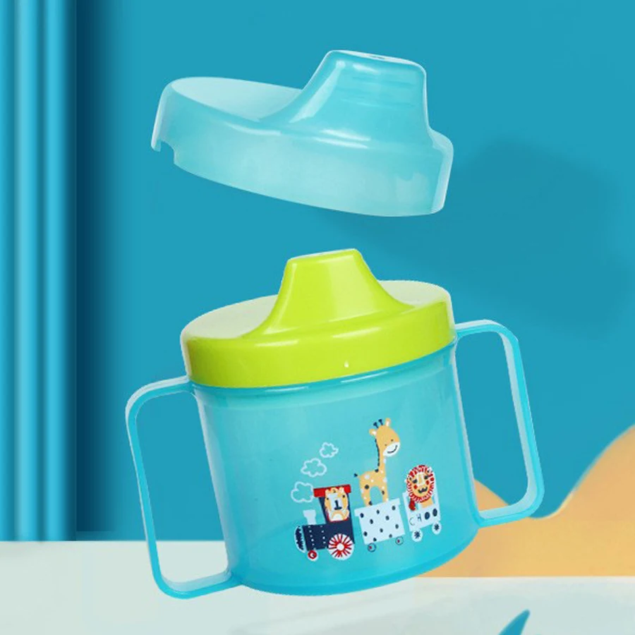 220ml summer children\'s duckbill cup, drop-proof and leak-proof baby drinking cup, cartoon PP water cup with handle