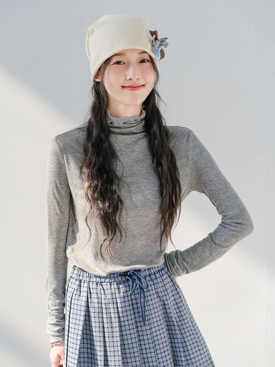 

Bluwhite Loose Fit Ear Musoom Base irt Casual Sle round Ne Long Sve Color Women's Knitted Top