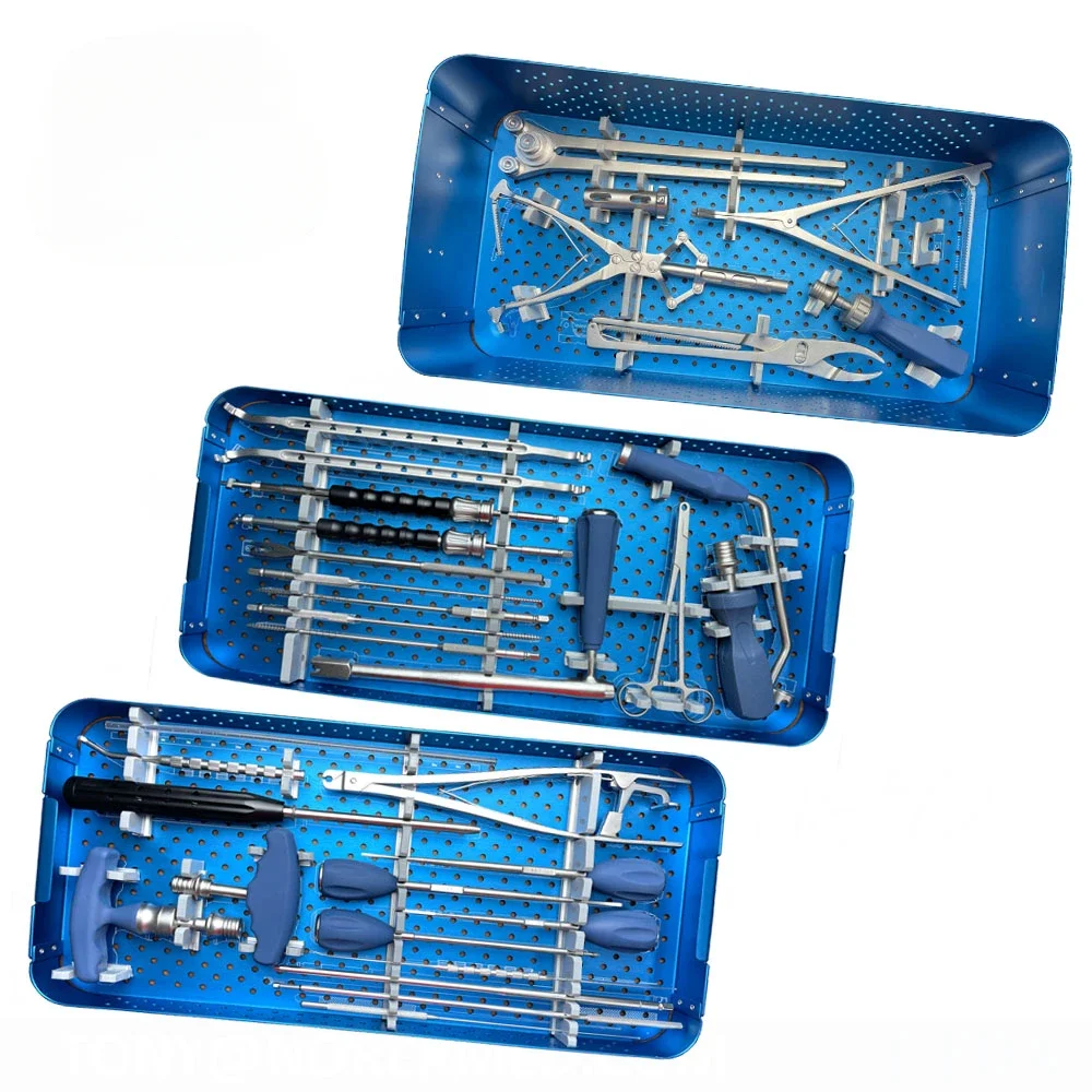 China Manufacturer Medical Orthopedic Spinal Lumbar Instrument Kit for Spine Pedicle Screw Implant Surgery