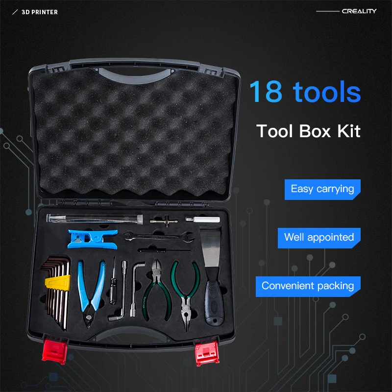 Imagem -02 - Printer Tool Box Kit 18 Tipos de Ferramentas Chave de Fenda Chave Alicate Agulha Leitor sd Terno para Todas as Impressoras 3d Conjunto de Reparação Creality3d