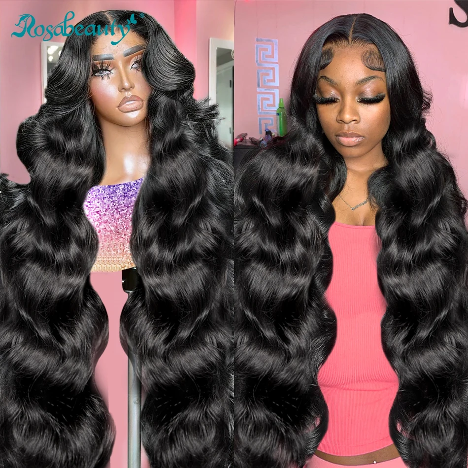 Rosabeauty 13X6 HD Transparent Body Wave Lace Frontal Wig 13X4 Front Human Hair Wig Water Wave Glueless 250 Density For Women