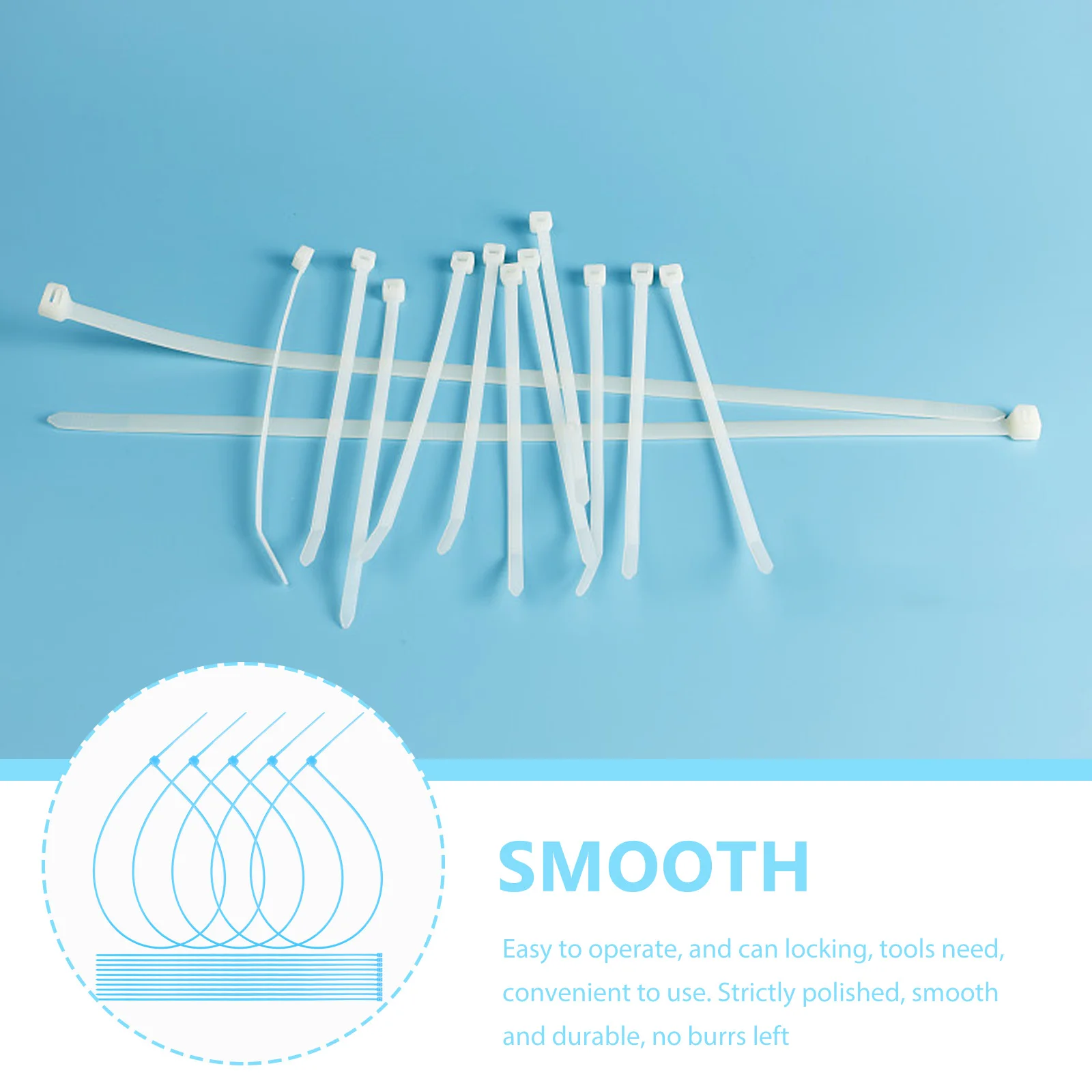 

250Pcs Self Locking Zip Ties Reusable Wire Ties No Burrs Smooth Edges Ideal for Cord Management and Bag Closure