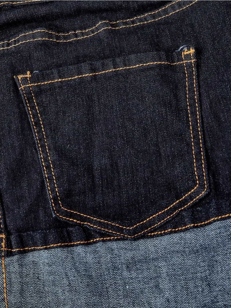 2026 New Two Tone Denim Mini Skirt Women High Waist Spliced Color Jean Skirt Streetwear Vintage Straight Short Skirt Casual view 5