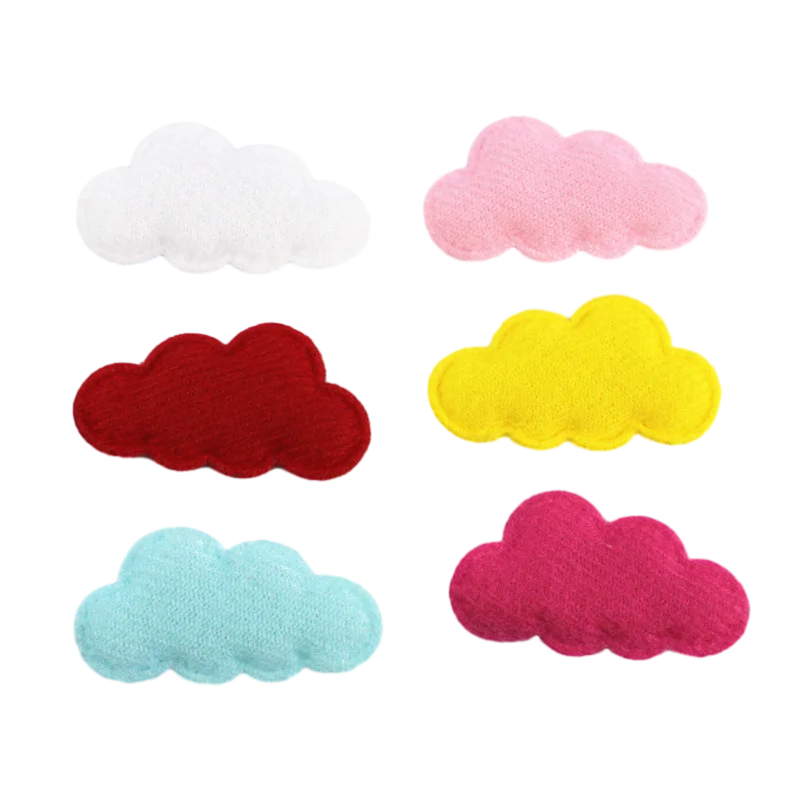 50Pcs 4.5*2.5cm Colored Clouds Soft Clothing Patches DIY Needlework Scrapbooking Applique Baby Hats Accessories