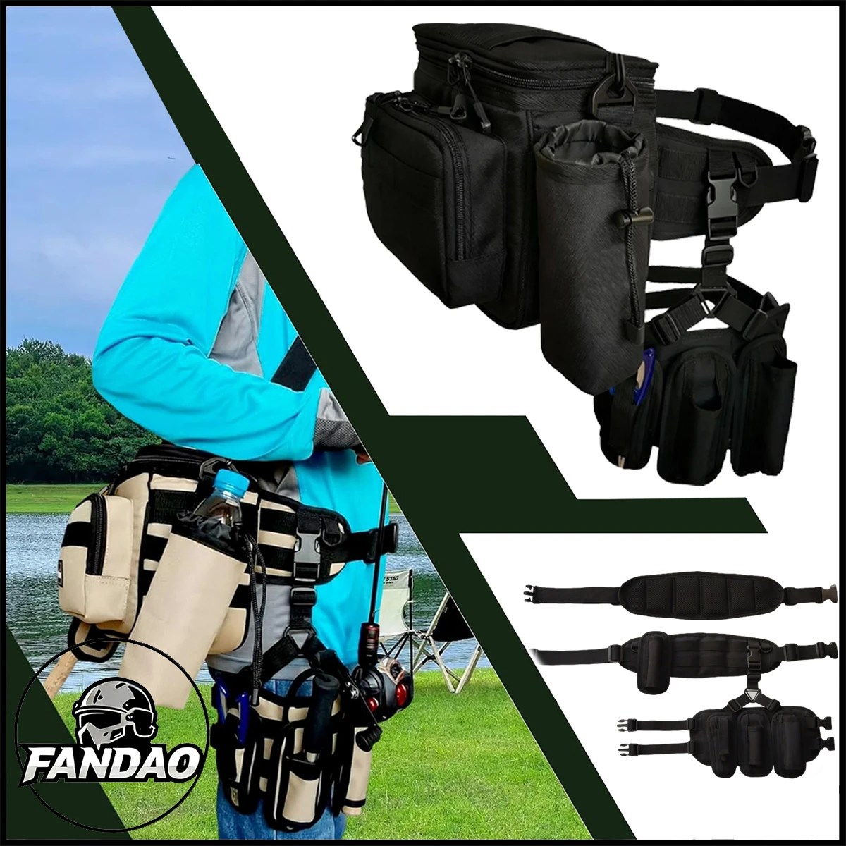 

Поясная сумка для рыбалки и охоты с системой Molle/держателем для бутылки с водой, уличная сумка для снаряжения, EDC, тактическая поясная сумка унисекс