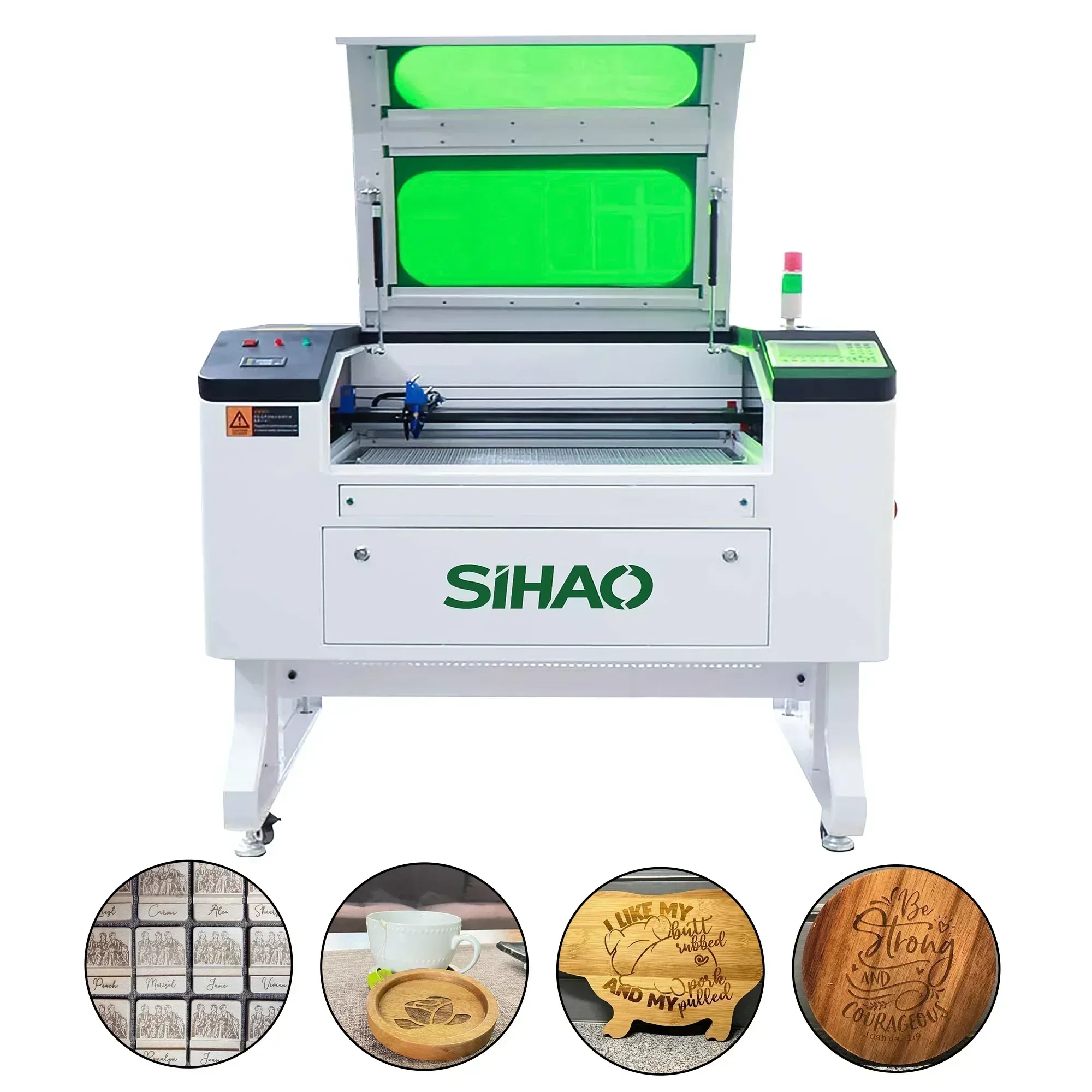 VEVOR Laser Engraver Laser Engraving Machine with Built in Cooler Chiller 100W 700x500mm Printer Tools Safety Warning Light