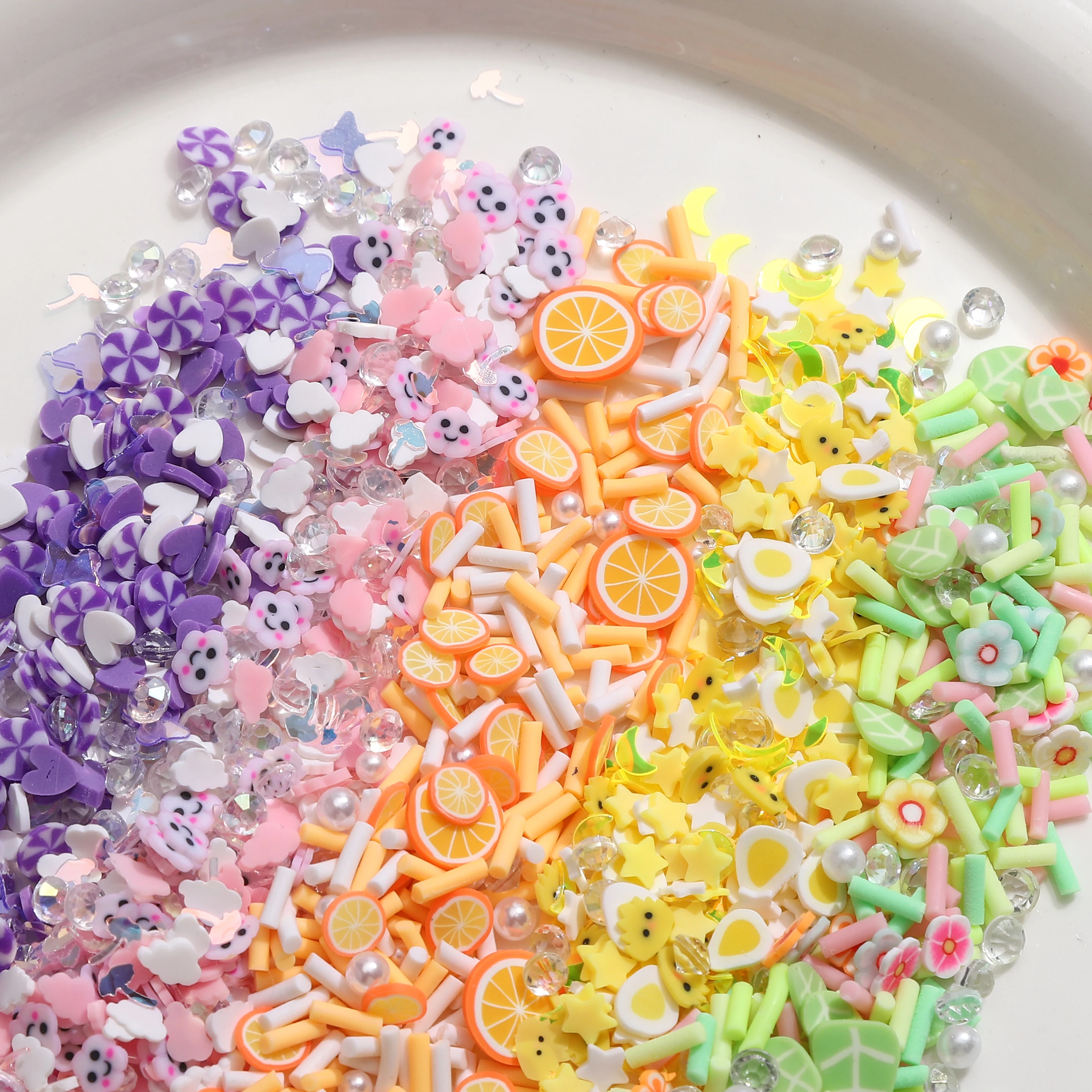 10g/Pack 3-8mm/2-10mm Colorful Random Mixed Style Clay Beads Loose Sequins Set Handmade Crafts DIY Nail Art Decoration Materials
