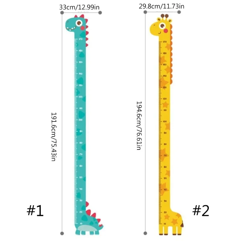 1pc zwierzęta kreskówkowe miarka wzrostu naklejka ścienna jednorożec dinozaur tapeta do pokoju dziecięcego przedszkole dziecko linijka wzrostu