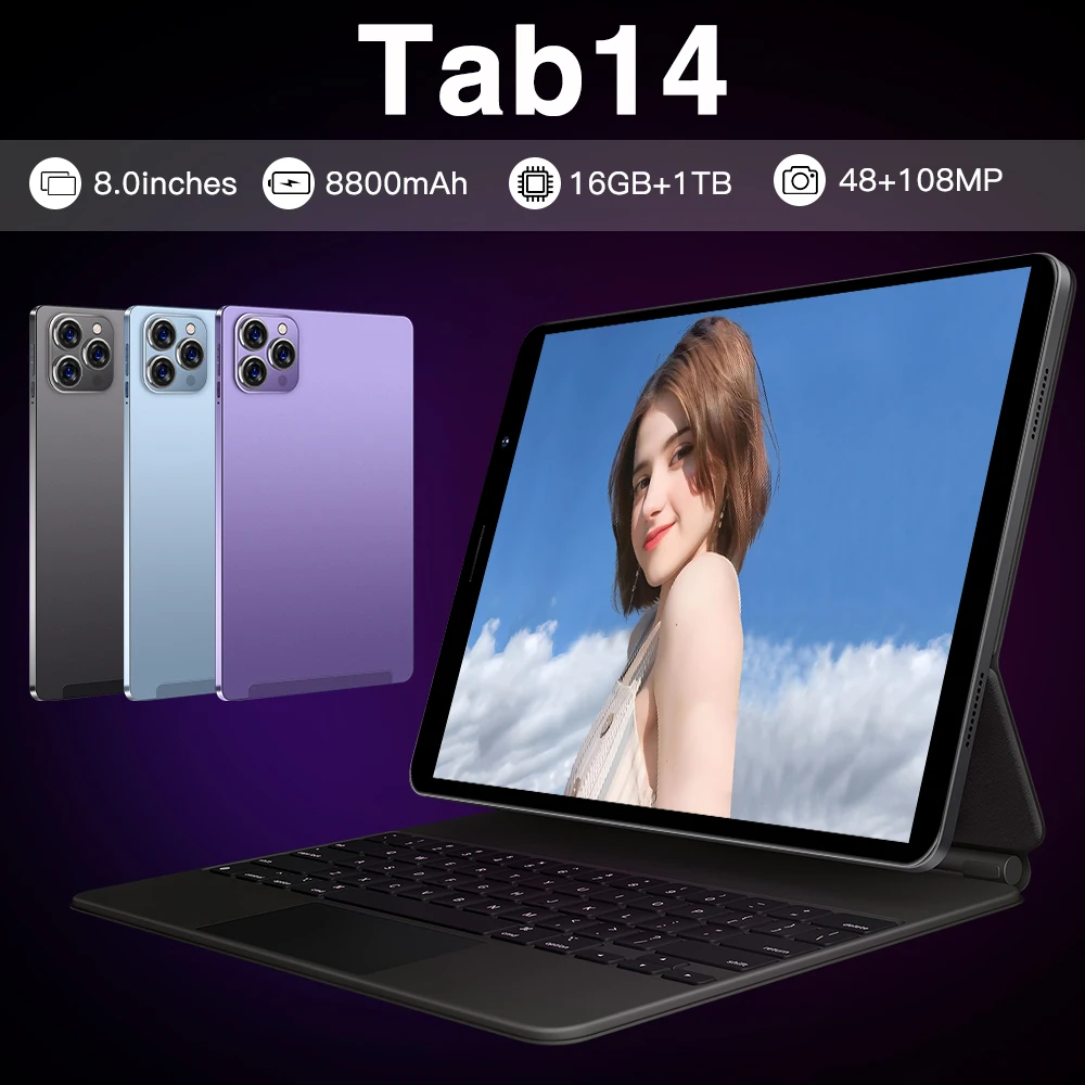 Global Edition New 14Pro and Tab14 11-inch Tablet Android 13 16GB RAM 1TB ROM 48MP+108MP GPS Bluetooth 5.0 5G Lightweight Laptop