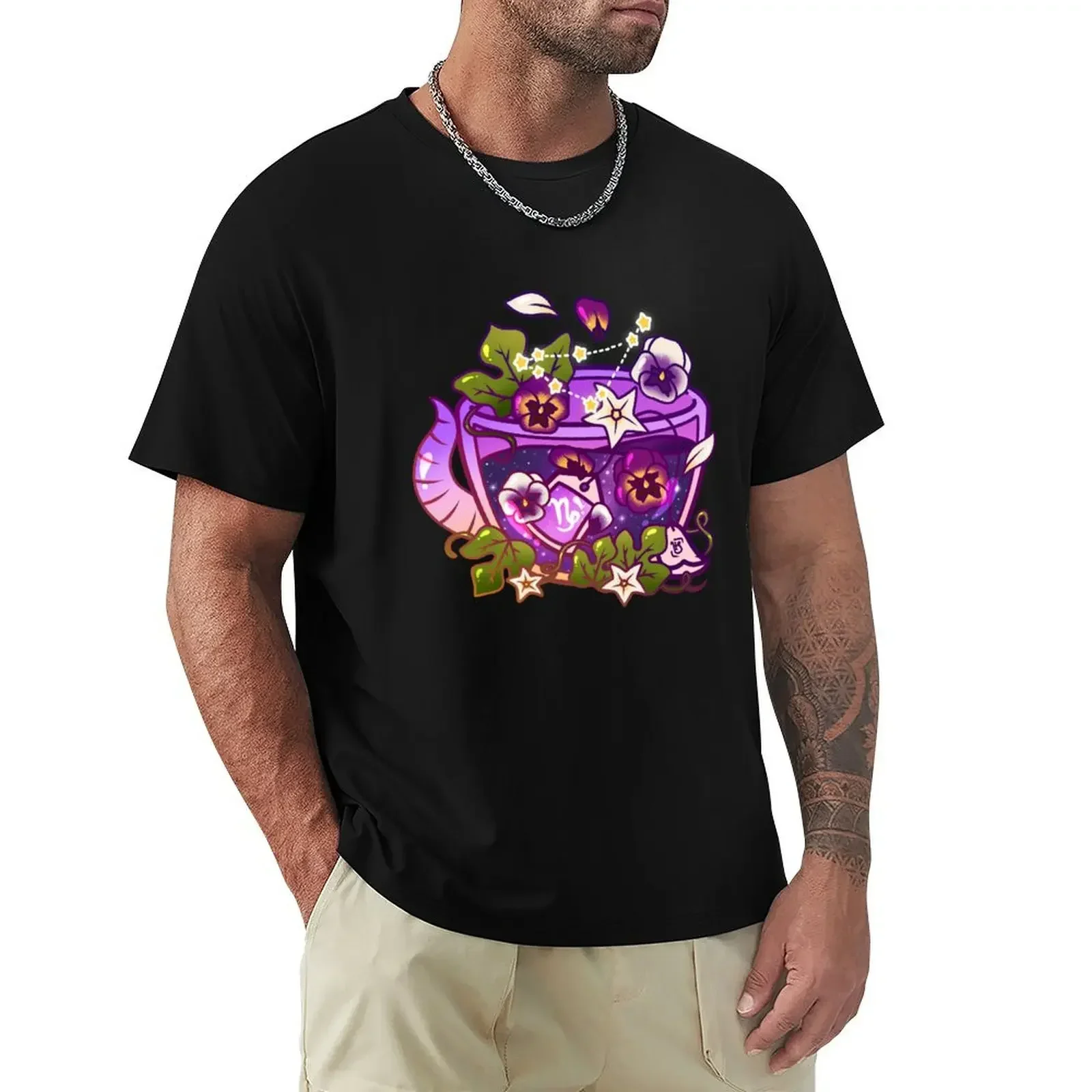 Capricorn Zodiac Teacup T-shirt Aesthetic clothing heavyweights tops men t shirts