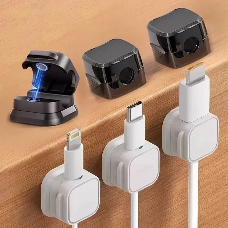 6pcs Magnetic Cable Clip Cable Adjustable Cord Holder Desk Cable Management Wire Keeper Cable Organizer USB Charging Line Holder
