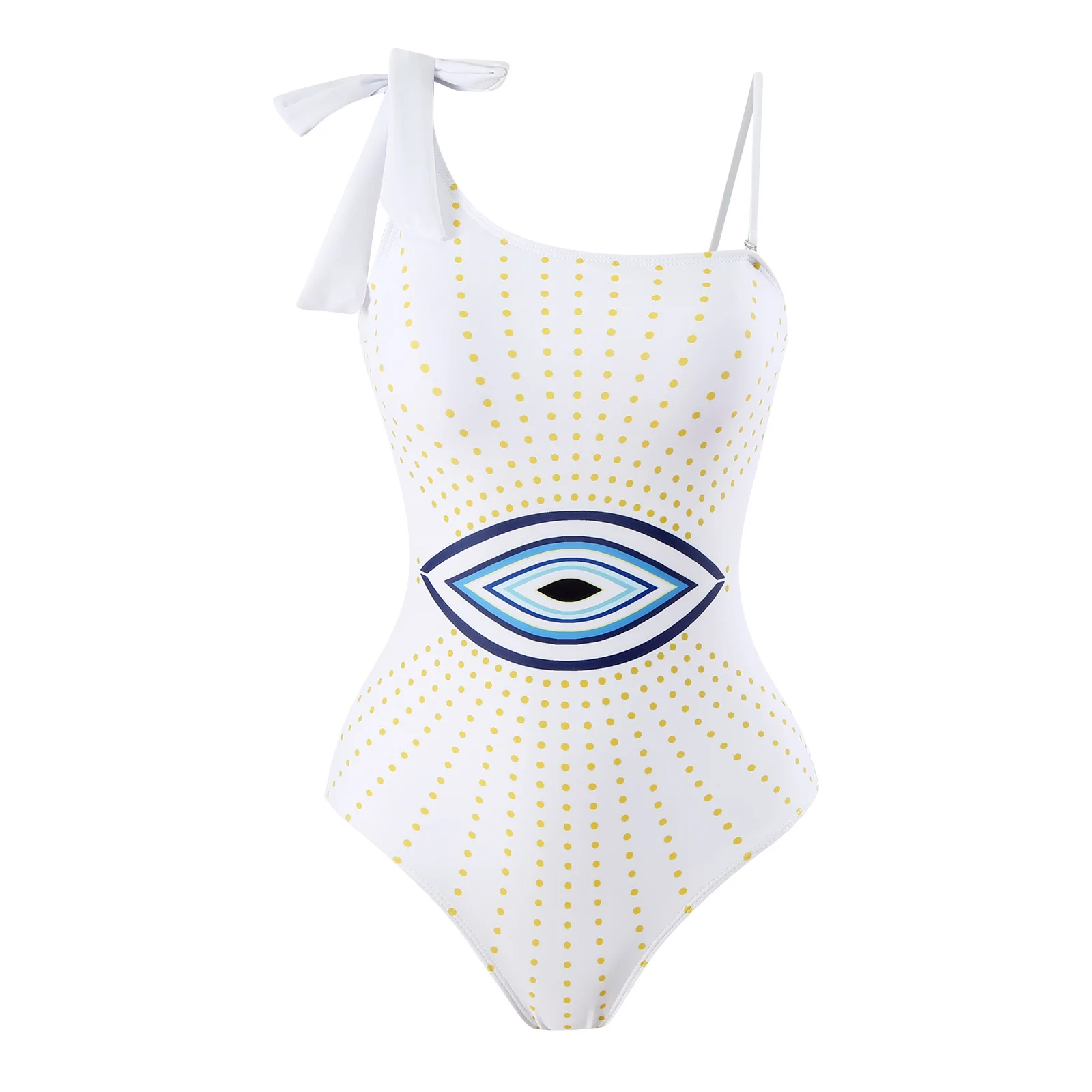 بيكيني جديد مثير لعام 2025 قطعة واحدة ملابس سباحة شبكية مستديرة بكتف واحد ملابس سباحة عصرية على الشاطئ تجمع البطن المحافظ cov