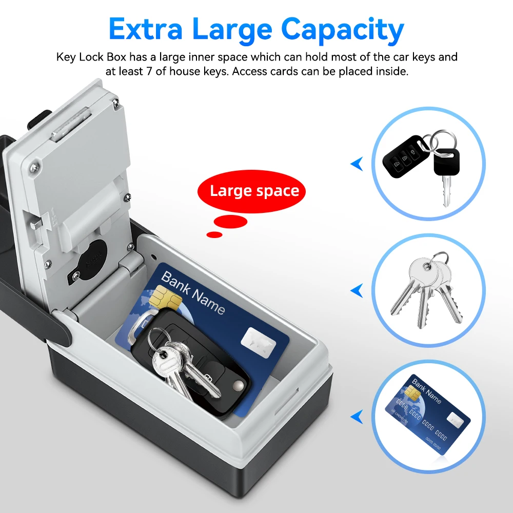 Imagem -05 - Wsdcam-wall Mounted Key Lock Box Cofre de Segurança de Grande Capacidade Combinação de Dígitos Cofre ao ar Livre com Luz Led