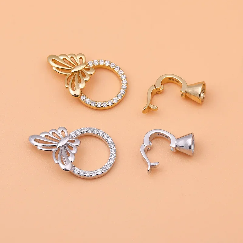 S925 sterling silver DIY jewelry accessories butterfly pearl clasp bracelet necklace connection clasp hand bead material