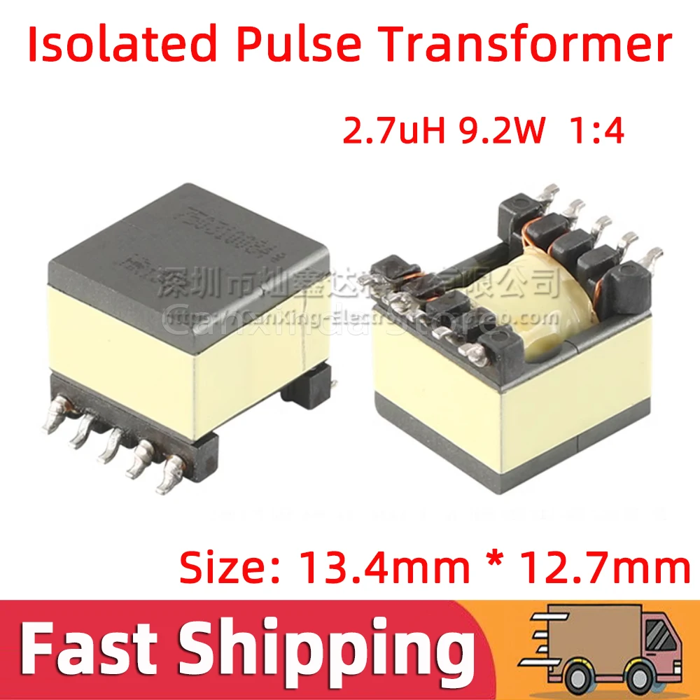 2pcs EP13 Isolated Transformer 2.7uH 9.2W Turns Ratio 1:4 500VAC Isolating Power Supply Step up Booster Transformer 750310084A