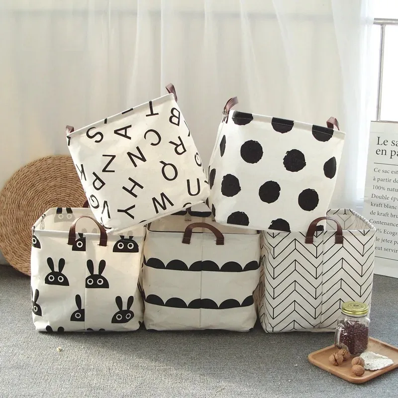 Large Capacity Fabric Storage Basket with Open Design, Widened Handles, for Clothes Toys and Miscellaneous Items, 32x32x32cm