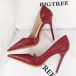 BIGTREE scarpe Claret décolleté da donna modello serpente tacchi alti scarpe da banchetto di lusso tacchi a spillo scarpe da festa Sexy taglia grande 42 43