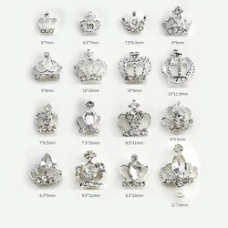 10pcs New Crown Alloy Zircon Nail Art Charms Silver Shinny Crystals Jewelry Hot Sale Nails Decoration 3D Manicure Accessories %2