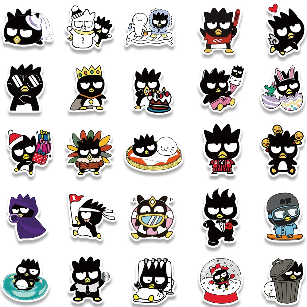 50/100PCS Sanrio Bad Badtz Maru Cool Penguin Anime Stickers Toy Decal Diary Refrigerator Laptop Car Suitcase Bike Sticker Gift