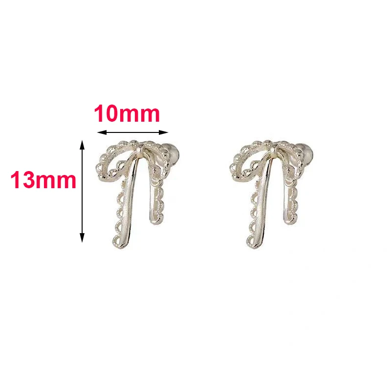 Real 925 Sterling Silver Lace Bowknot Bead Screw Stud Earrings For Women Cute Fine Jewelry Exquisite Light Luxury Accessories