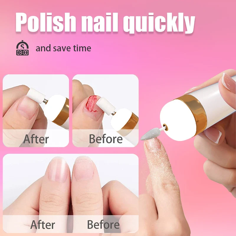 Elektryczna wiertarka do paznokci 5 w 1 z lekkim przenośnym mini elektrycznym piórem do manicure do usuwania żelu
