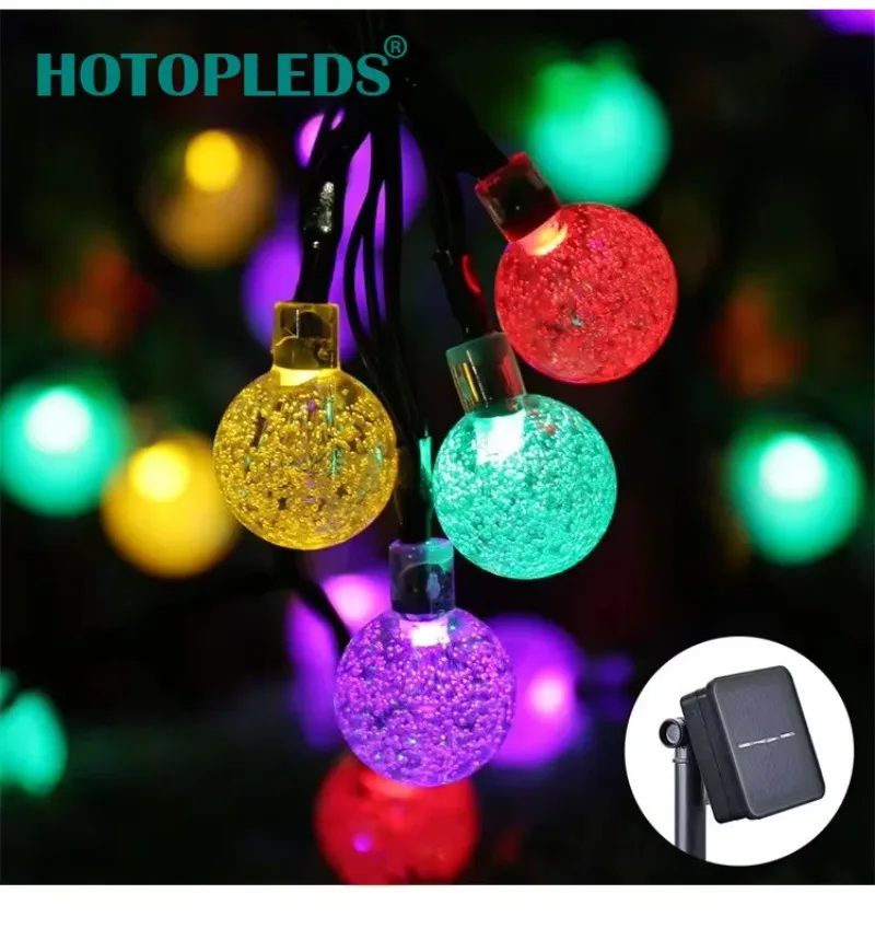 

12M G40 Globe Crystal Bubble Ball Outdoor Solar String Lights RGB or Warm Color IP65 for Outside Backyard Porch Balcony Party