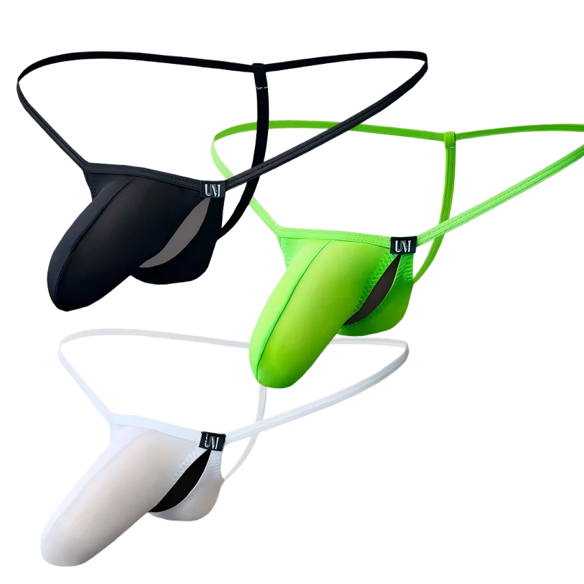 

Men's Low-Waist Ice Silk Thong Underwear Openwork Split Design Breathable Sexy Thin Briefs New Arrival